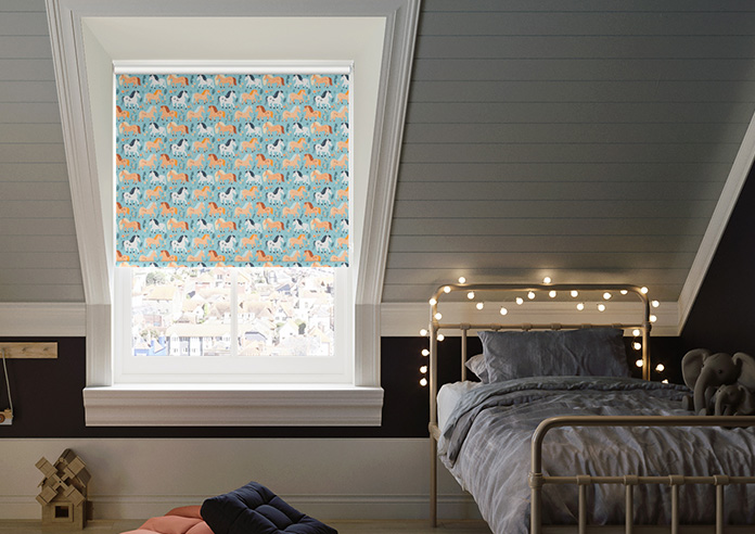 Pony Pals, Turquoise - Roller Blind - Image 3